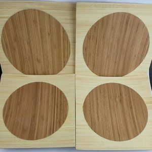 Totally Bamboo Set of 4 10" inch Square Bamboo Plates Bohemian Boho Natural